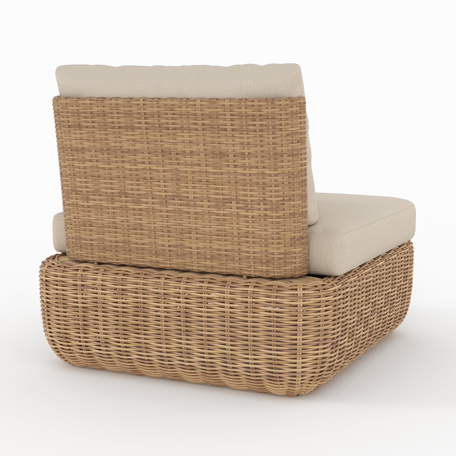 2 fauteuils de jardin sky en rotin synthetique et tissu beige