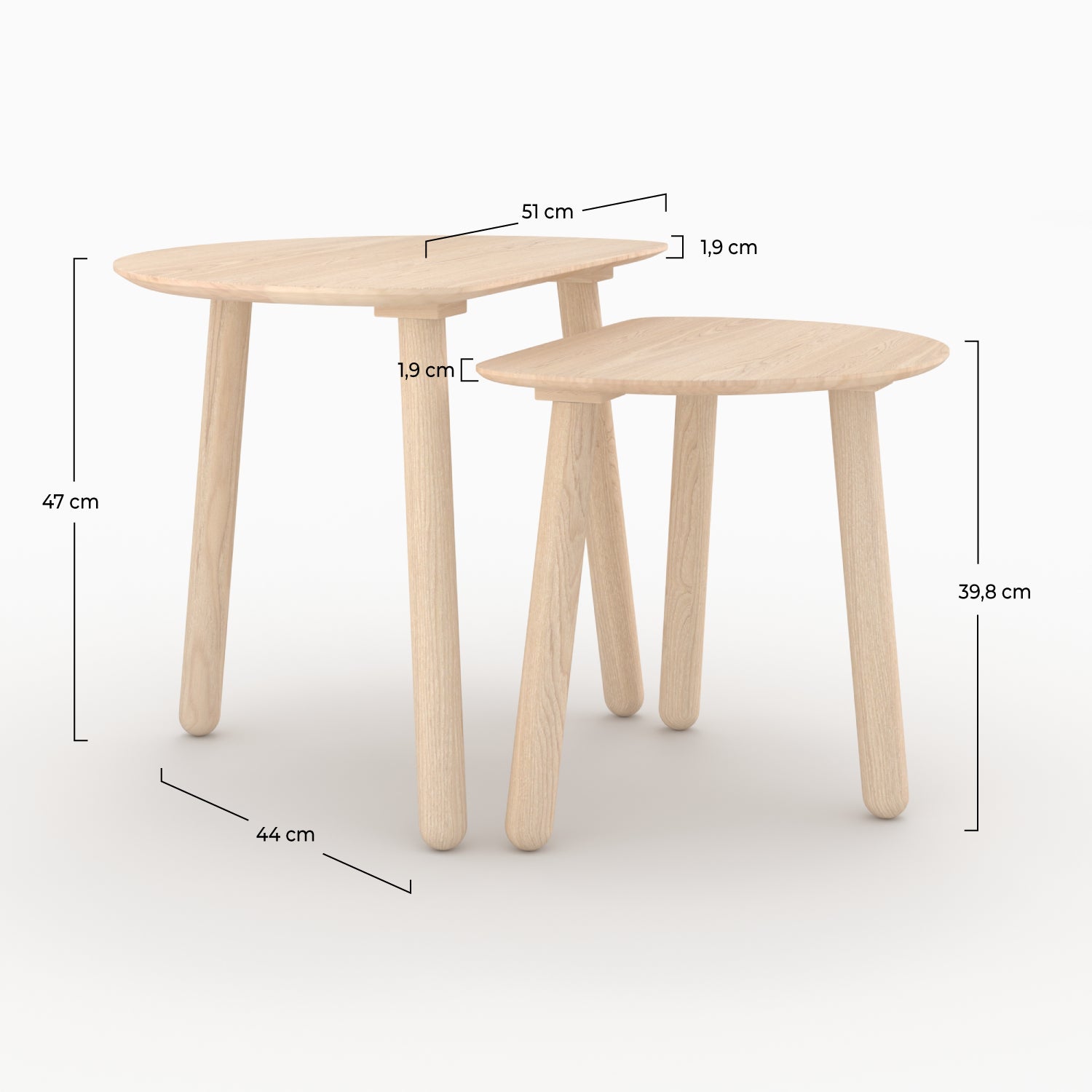 2 tables bois clair bois de frene rdv deco