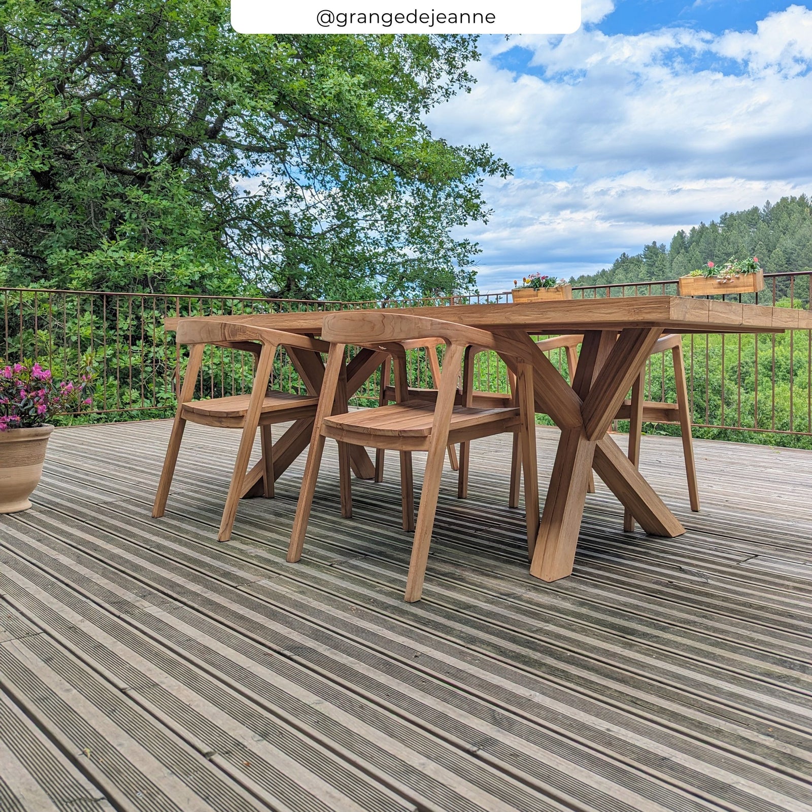 240 cmtable de jardin soraya bois de teck massif