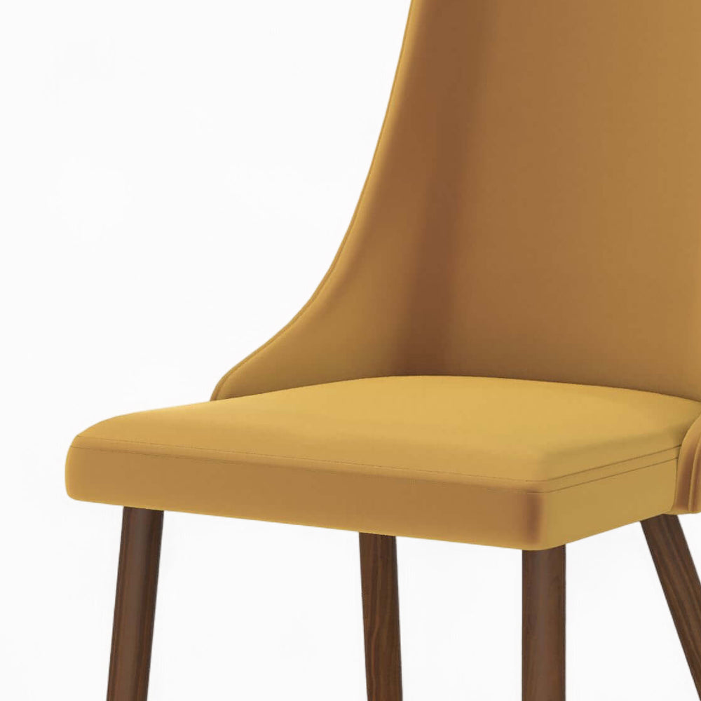 4 chaises penelope dossier haut asymetrique velours jaune pack rendez vous deco