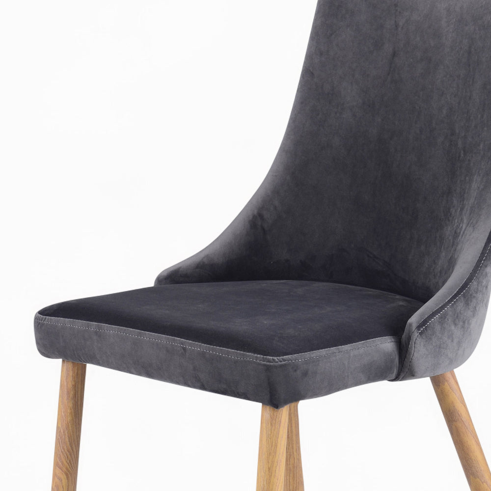 4 chaises vinni dossier haut velours bleu et gris pack rendez vous deco