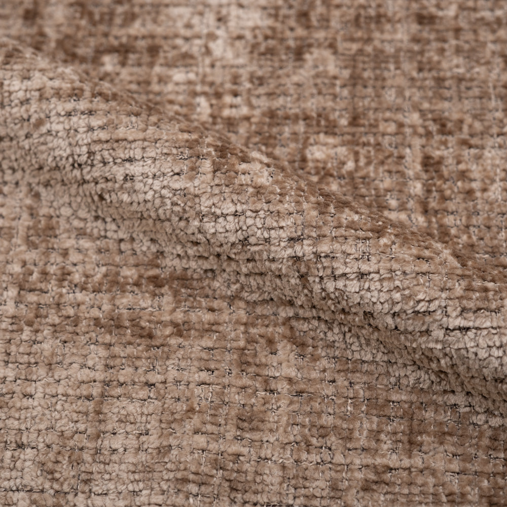 Chaise Bloomy en velours chenillé café crème et métal noir