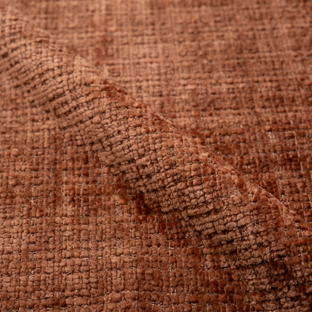 Chaise Bloomy en velours chenillé terracotta et métal noir