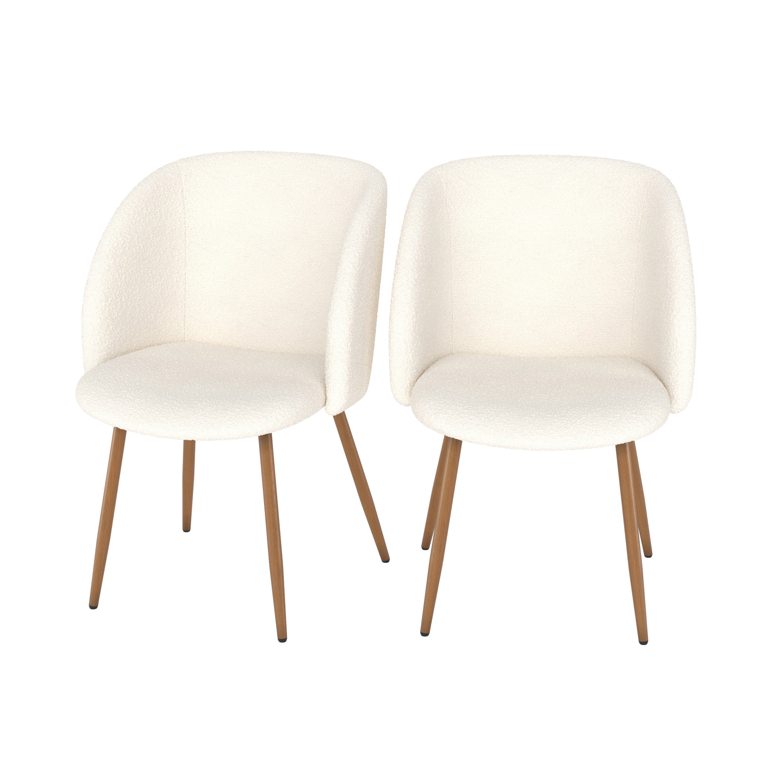 Chaise Swan en tissu bouclé beige (lot de 2)