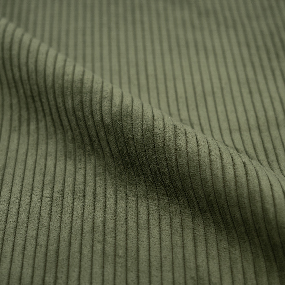 Pouf Lily rond en velours côtelé vert