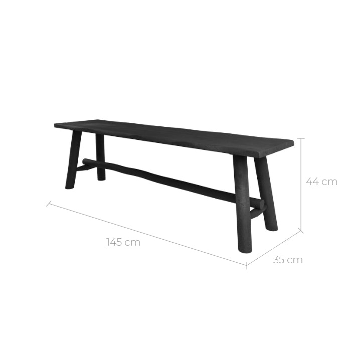 achat banc noir toxis 145 cm en bois de manguier 3 places