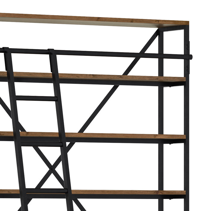 achat bibliotheque 160 cm bois et metal avec echelle 4 tiroirs