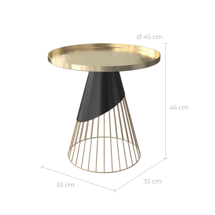 achat bout de canape en metal dore et noir