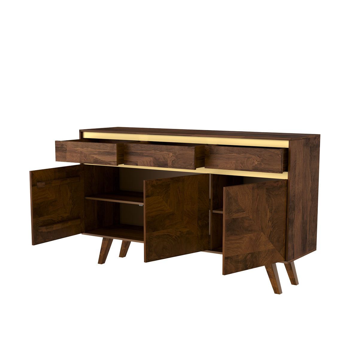 achat buffet 3 portes 3 tiroirs bois fonce et dore