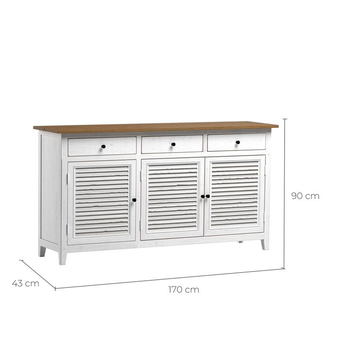 achat buffet en bois blanc tiroirs portes