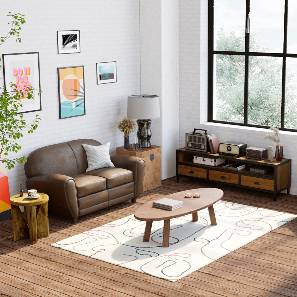 achat canap_ cuir marron vieilli 2 places vintage design