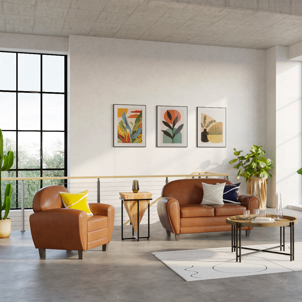 achat canape club deux place camel vintage