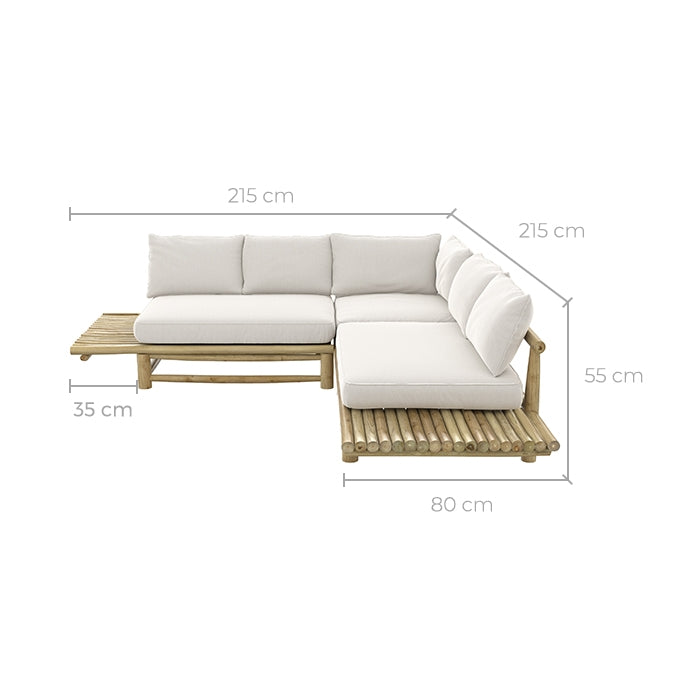 achat canape en teck et assise en tissu