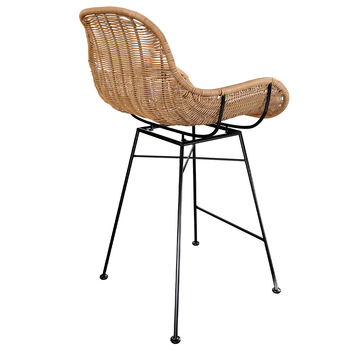 achat chaise bar en resine tressee naturelle et pieds en metal noir 65 cm