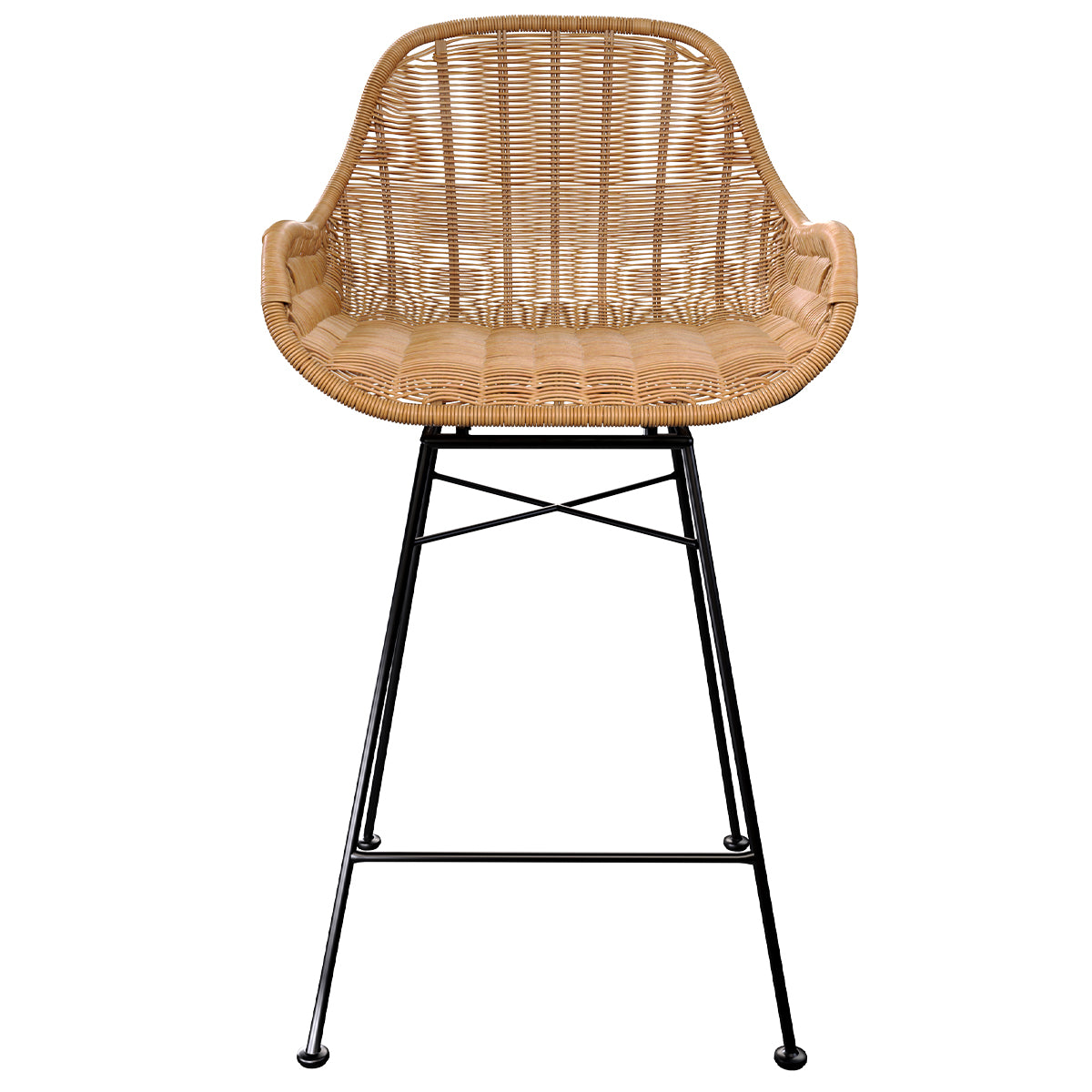 achat chaise bar en resine tressee naturelle et pieds metal noir 65 cm