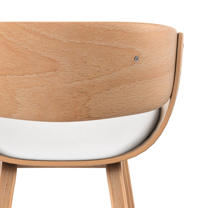 achat chaise blanche en cuir synthetique et bois clair