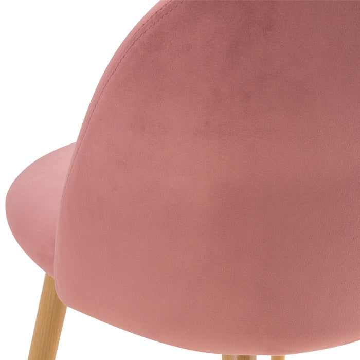 achat chaise confort en velours rose pieds metal