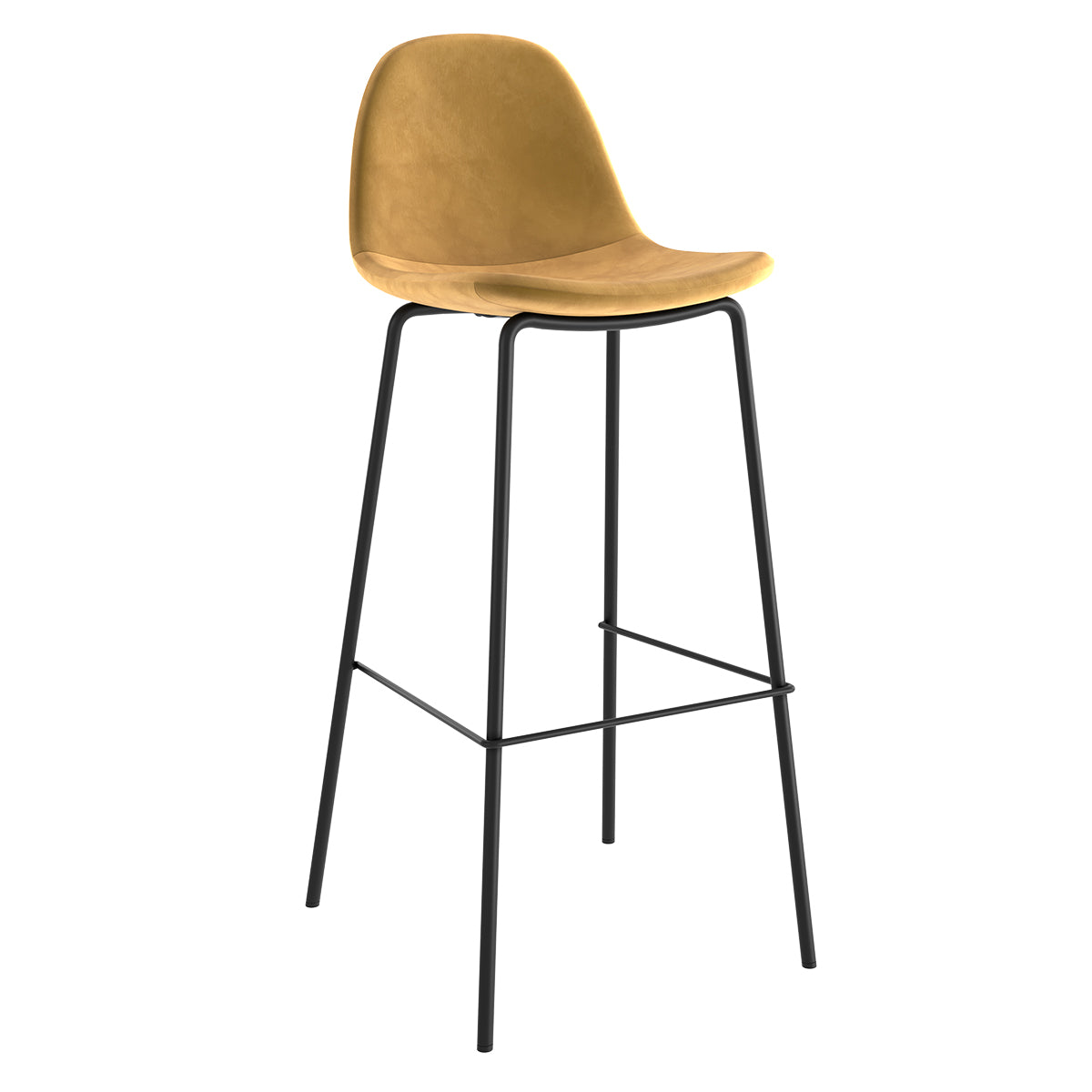 achat chaise de bar en velours jaune et pieds metal noir lot de deux