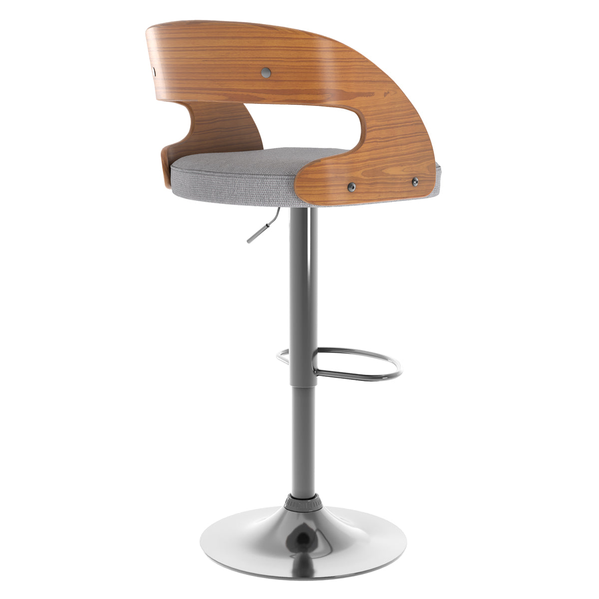 achat chaise de bar gris clair bois plaque noyer