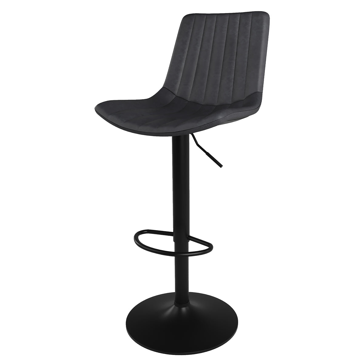 achat chaise de bar gris fonc_ killi en cuir synthetique et metal noir lot de 2