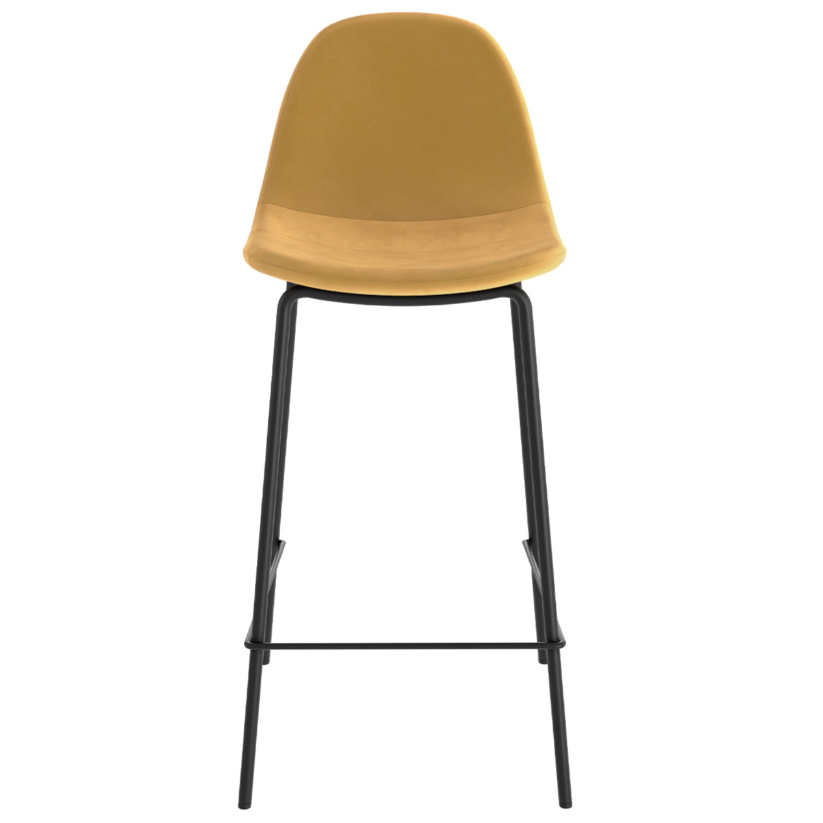 achat chaise de bar mi hauteur en velours jaune et pieds en metal noir lot de deux