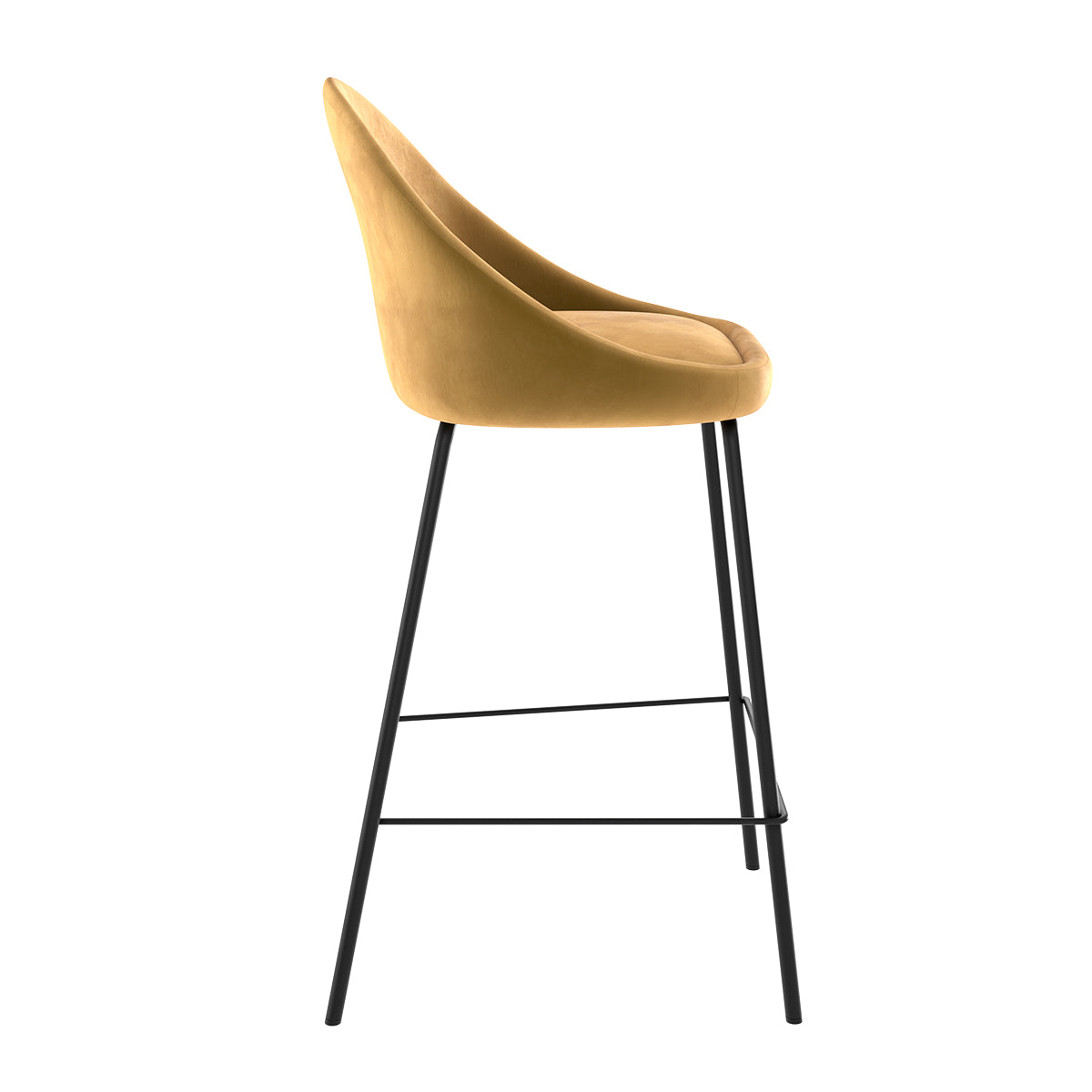 achat chaise de bar mi hauteur velours jaune lot de deux_1