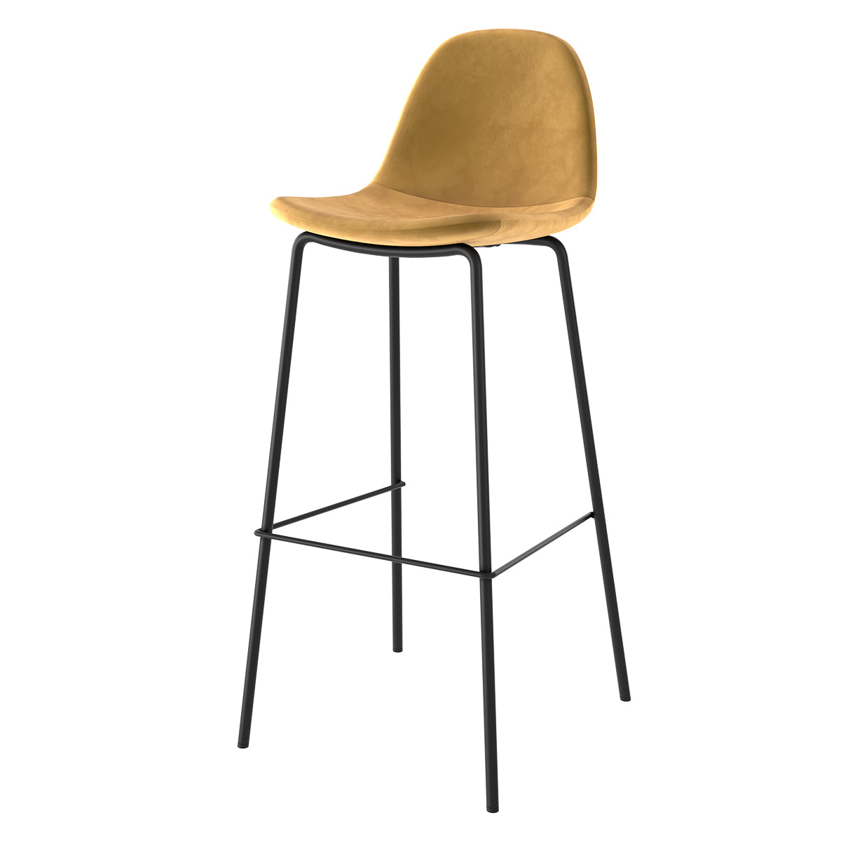 achat chaise de bar velours jaune et pieds metal noir lot de deux