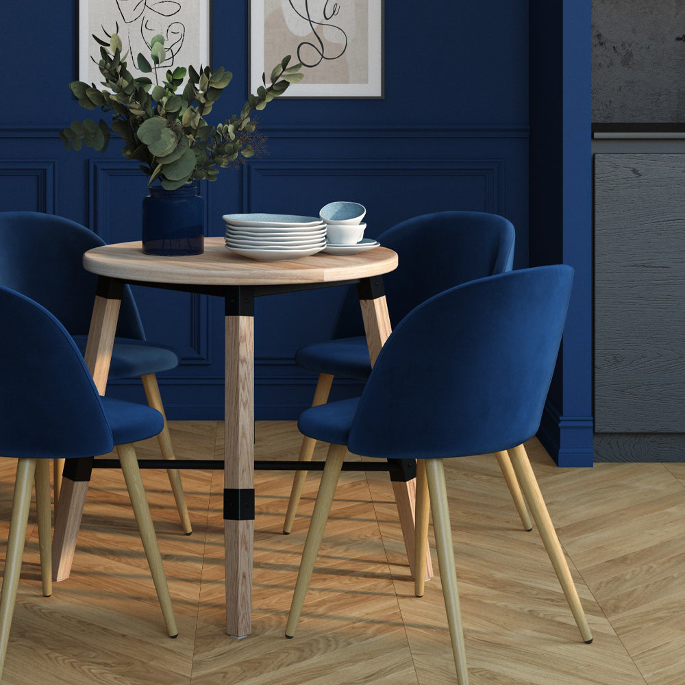 achat chaise design tissu bleu fonce