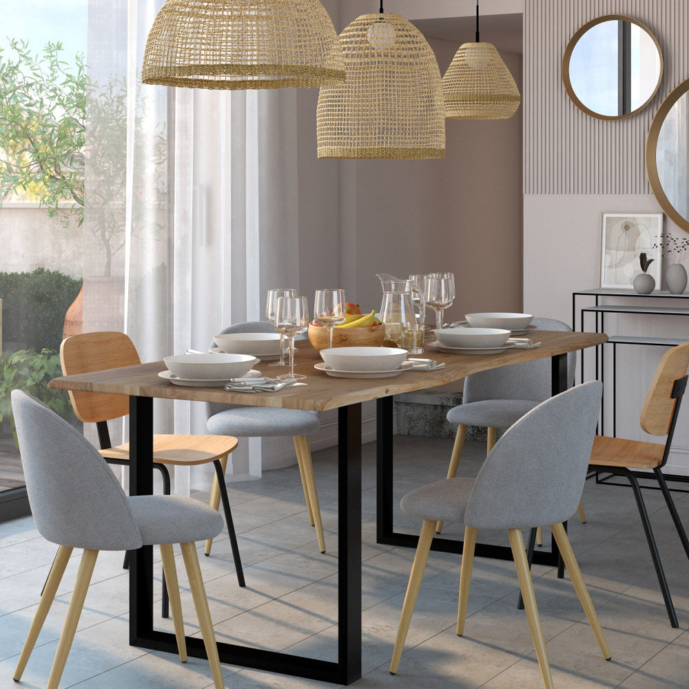 achat chaise design tissu gris clair