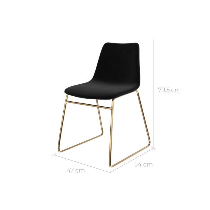 achat chaise en velours noir pieds dores gaspard