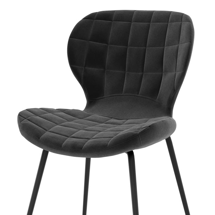 achat chaise lot de 2 noires design velours