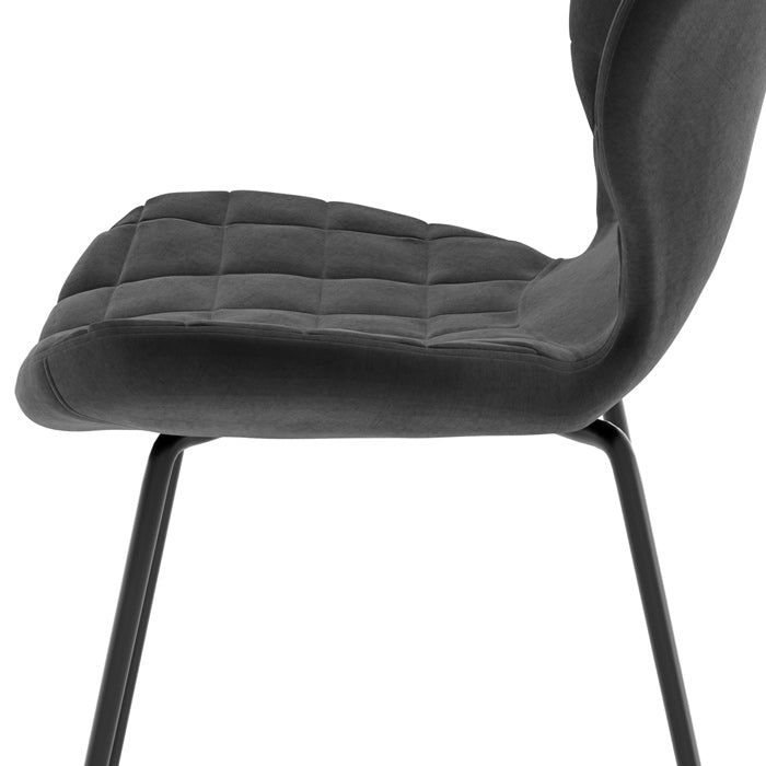 achat chaise noire en velours molletonnee