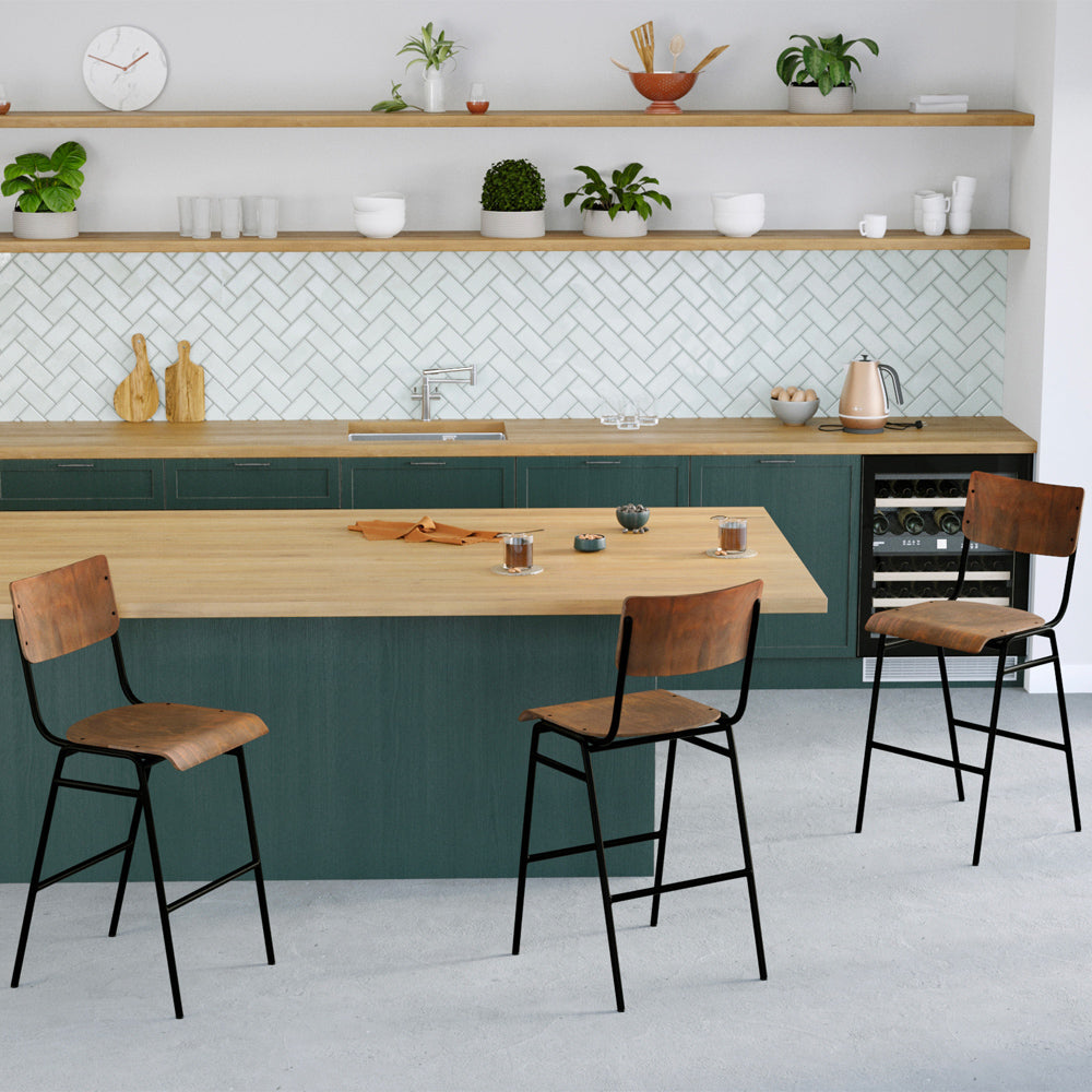 achat chaise tabouret bar bois noir vintage