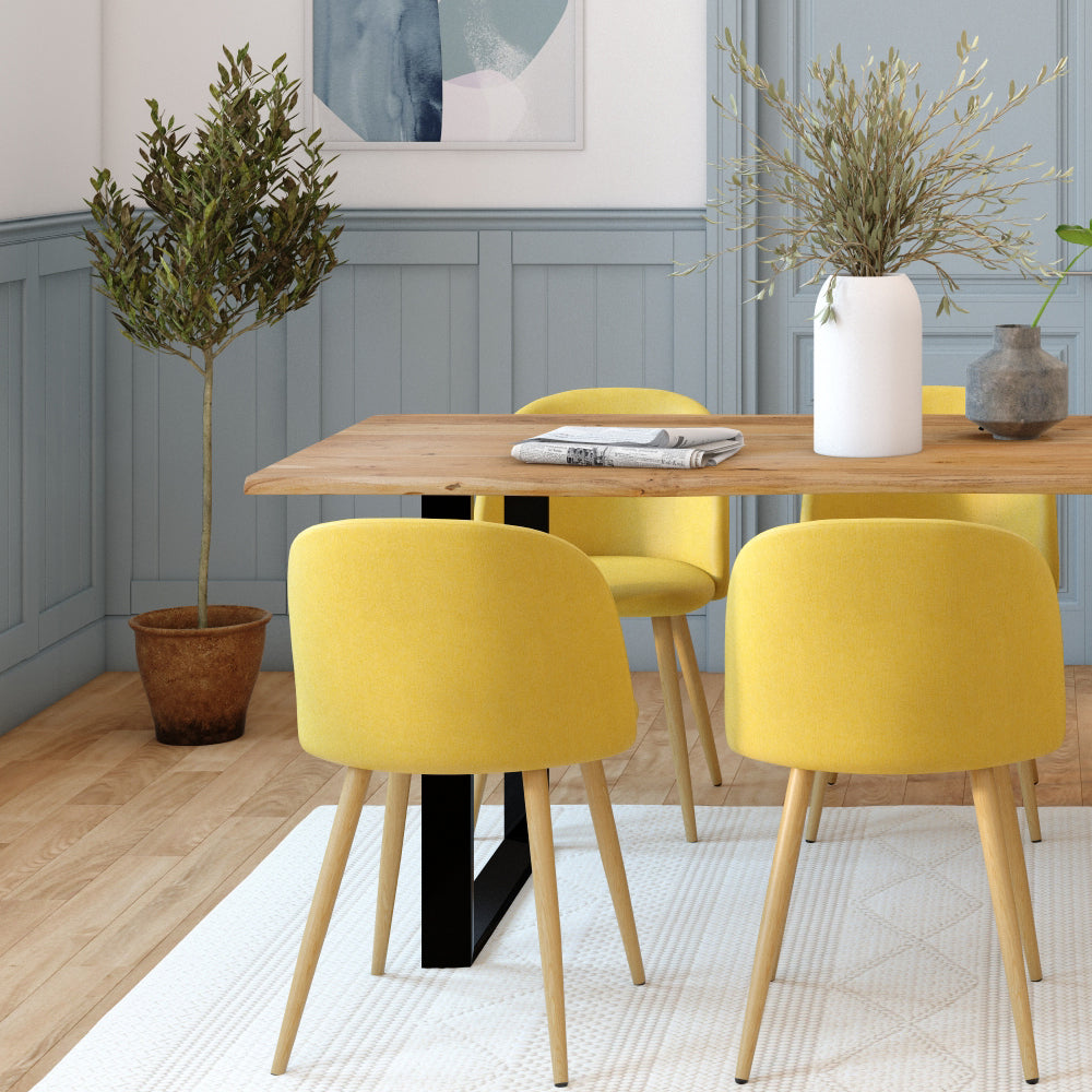 achat chaise tissu jaune design