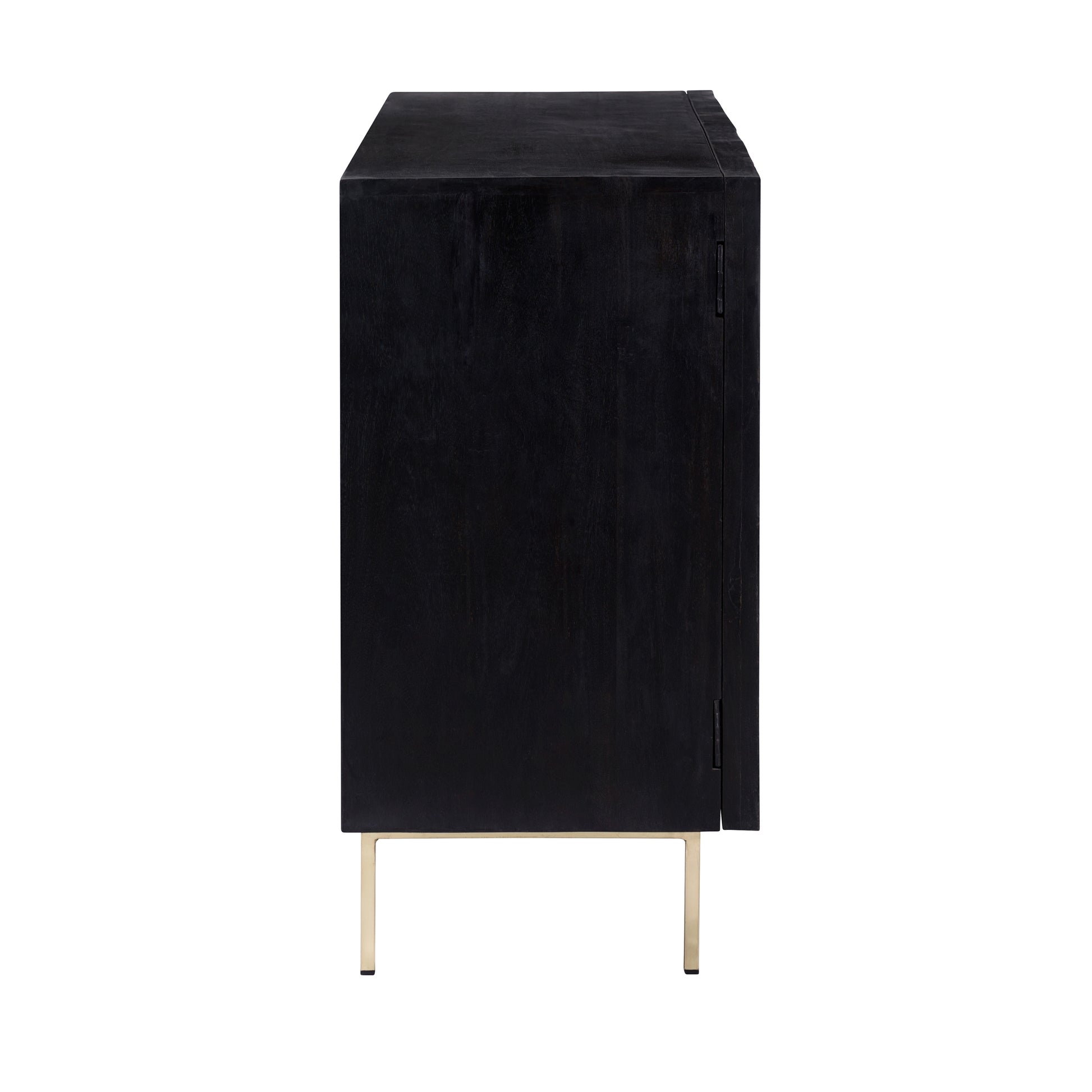 achat commode noire matelee en bois pieds dore