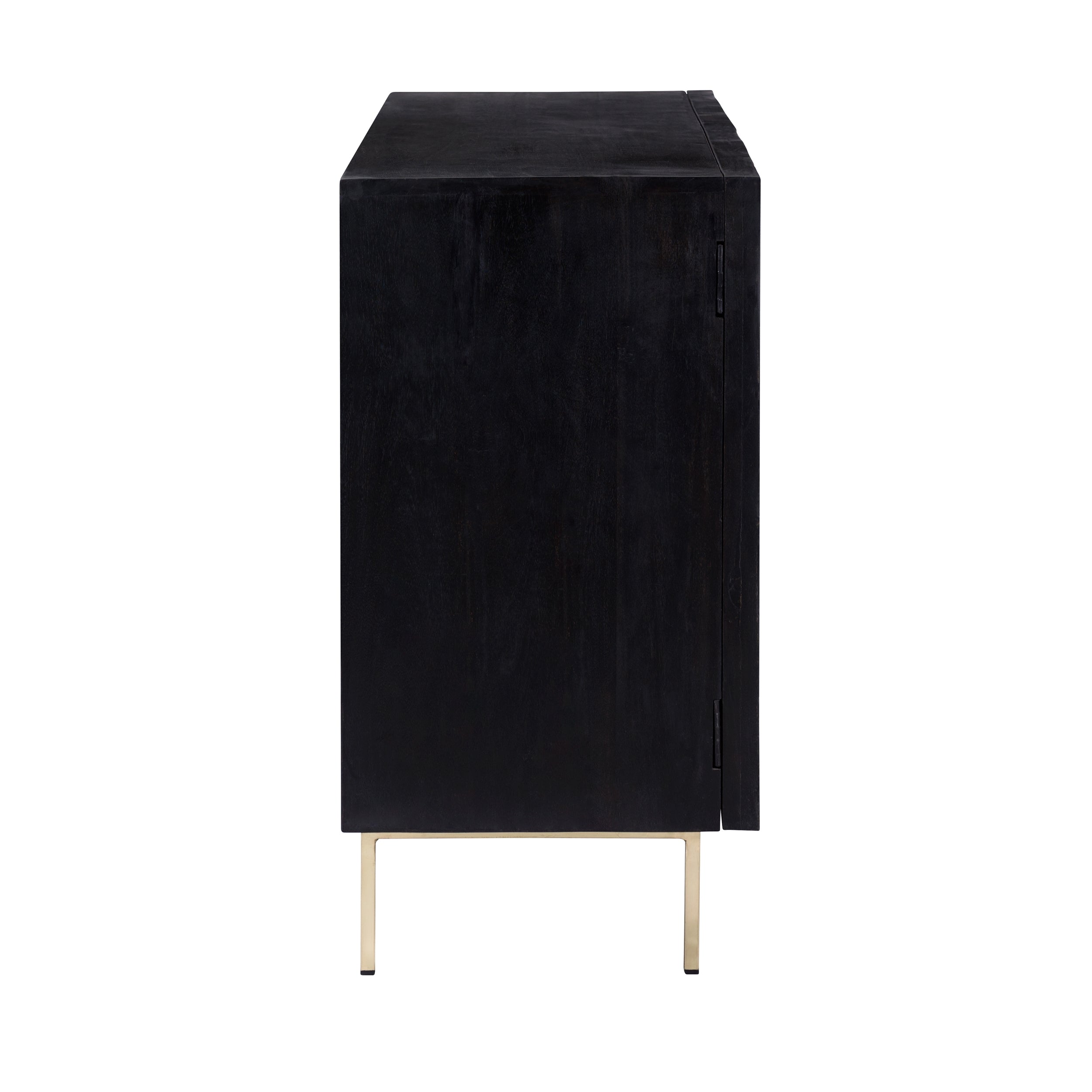 achat commode noire matelee en bois pieds dore