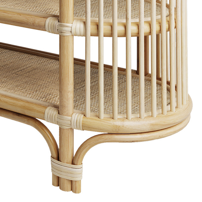 achat console 140 cm en rotin naturel avec etageres marthe
