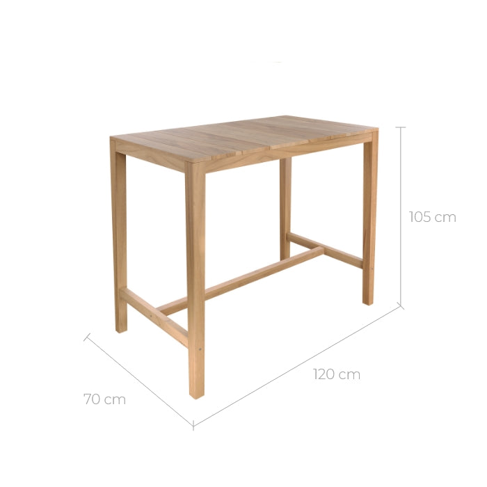 achat de table de bar exterieur rectangulaire 120 cm bois teck massif