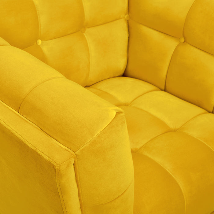 achat fauteuil assise large jaune