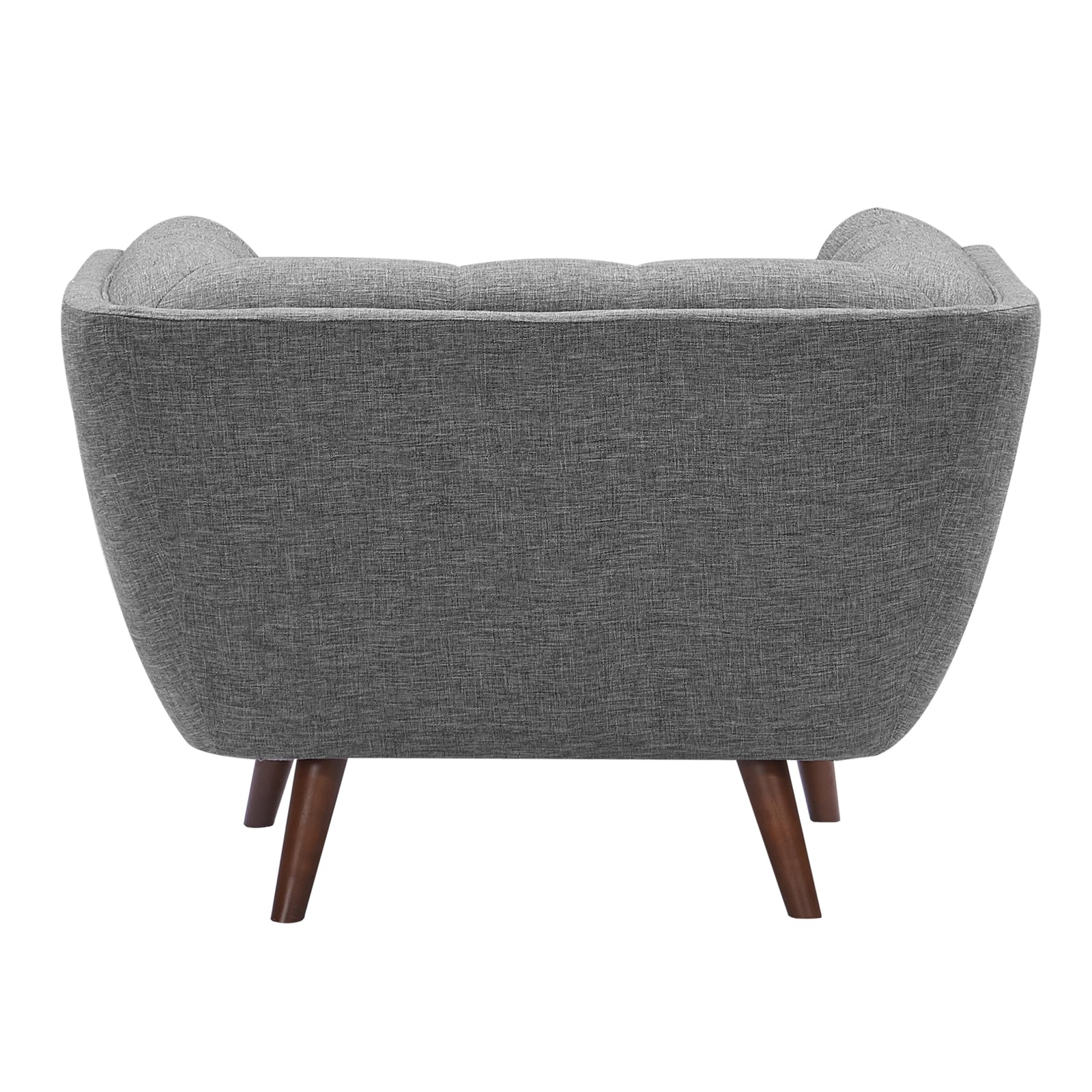 achat fauteuil gris tissu pieds bois fonce