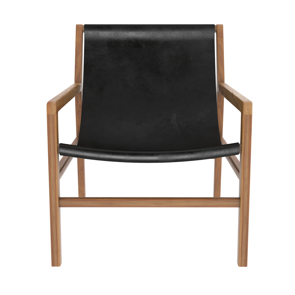 achat fauteuil lounge apache en teck et cuir noir