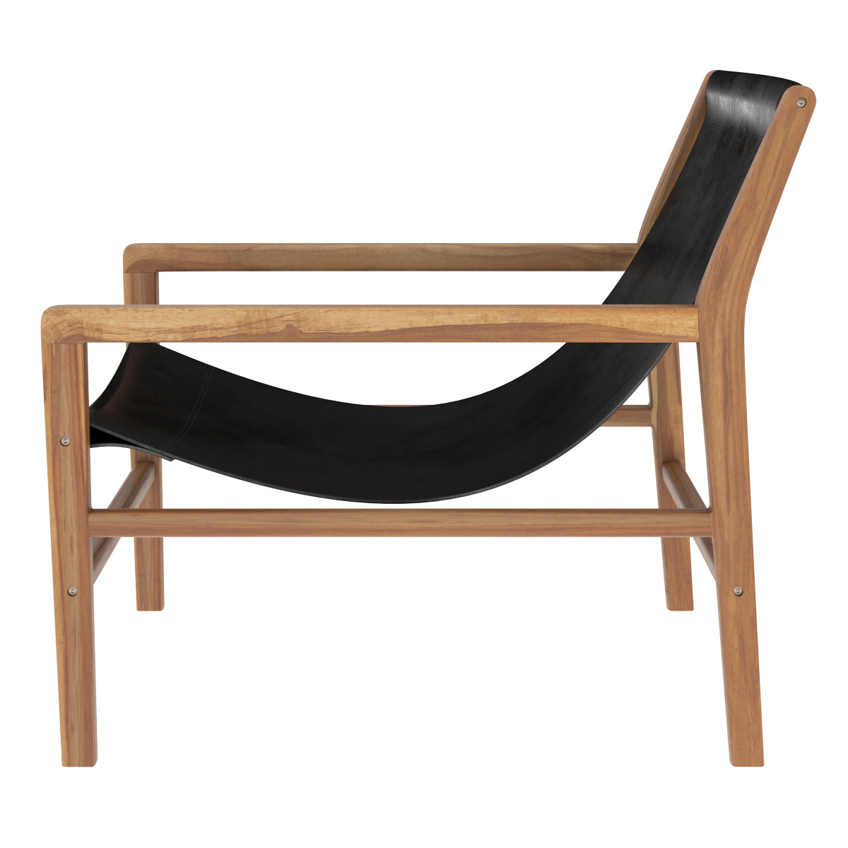 achat fauteuil lounge en teck et cuir noir apache