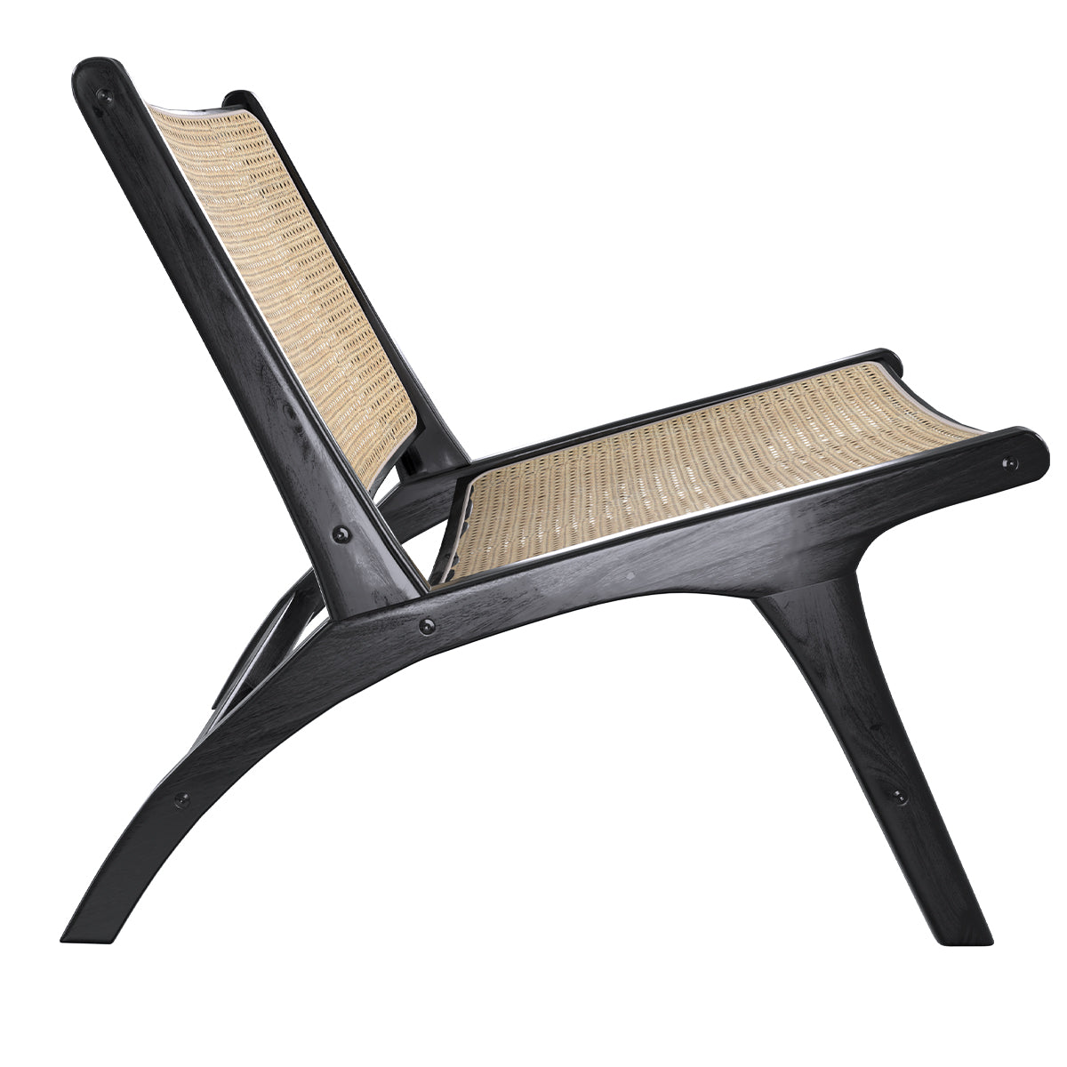 achat fauteuil teck noir et rotin naturel kilka