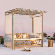 achat lit baldaquin exterieur bois de teck ecrue