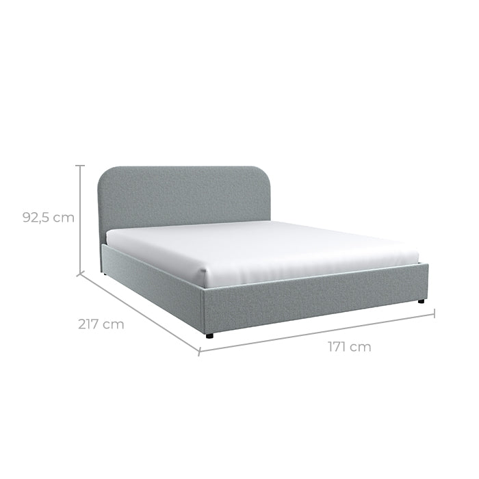 achat lit double gris tissu 160 cm