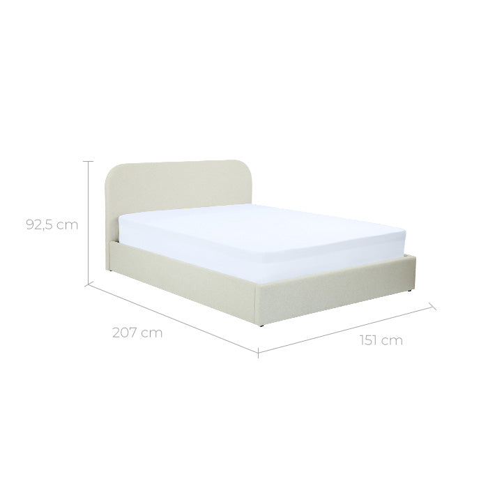 achat lit double tilly beige 140 x190