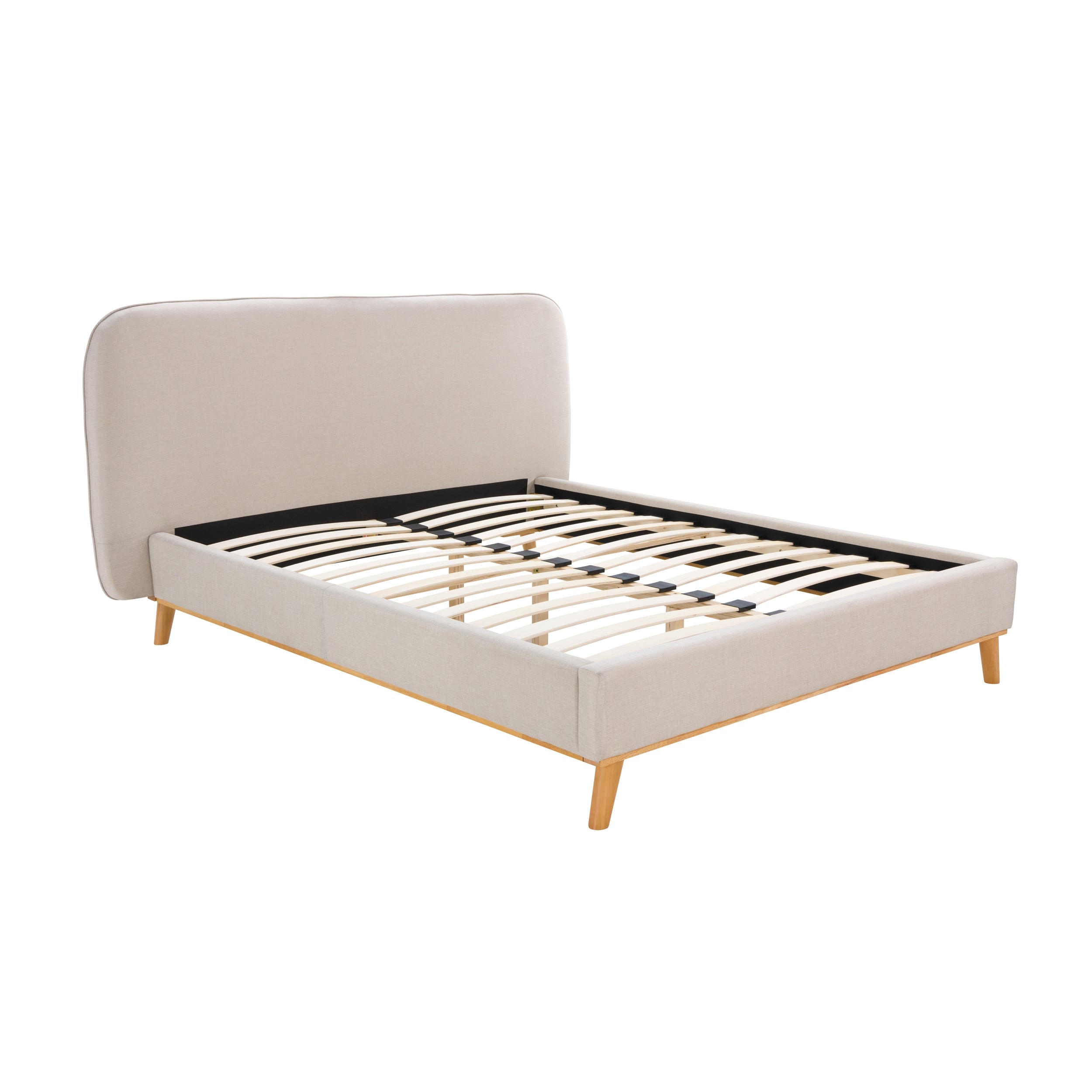 achat lit en tissu tete de lit arrondie beige