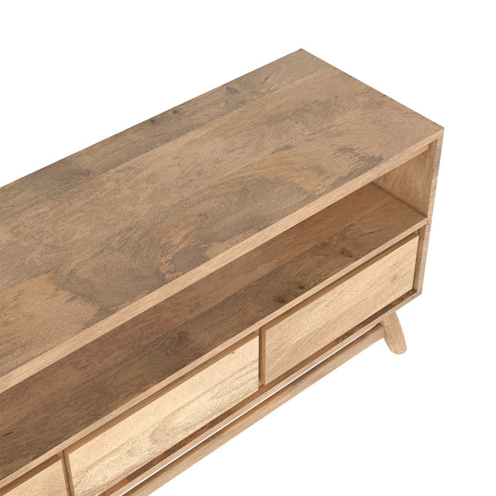 achat meuble tv trois tiroirs bois de manguier edgar