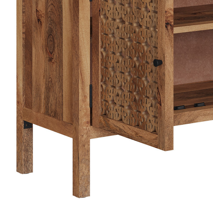 achat petit buffet 2 portes bois ajourer jaya