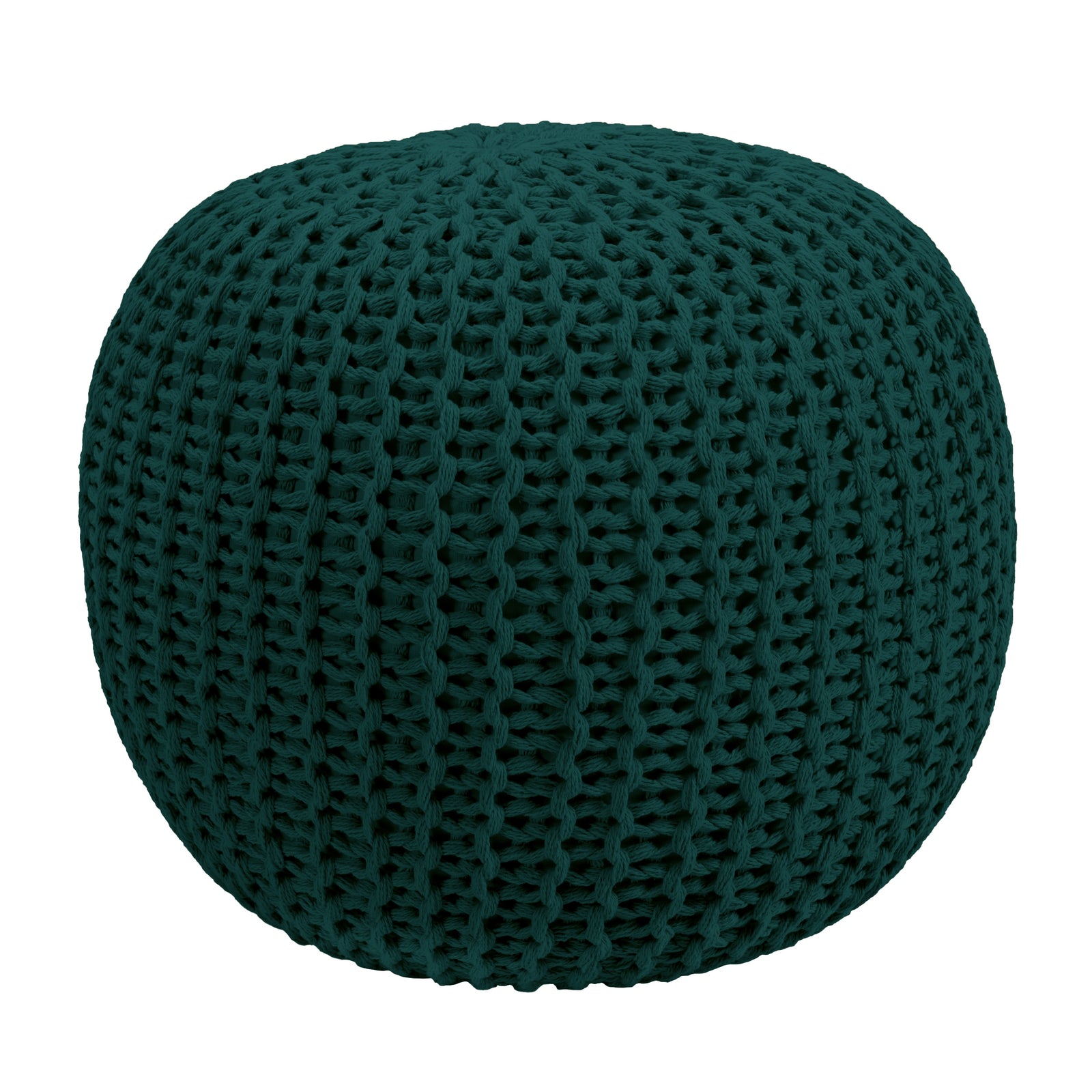 achat pouf rond vert fonce tricot